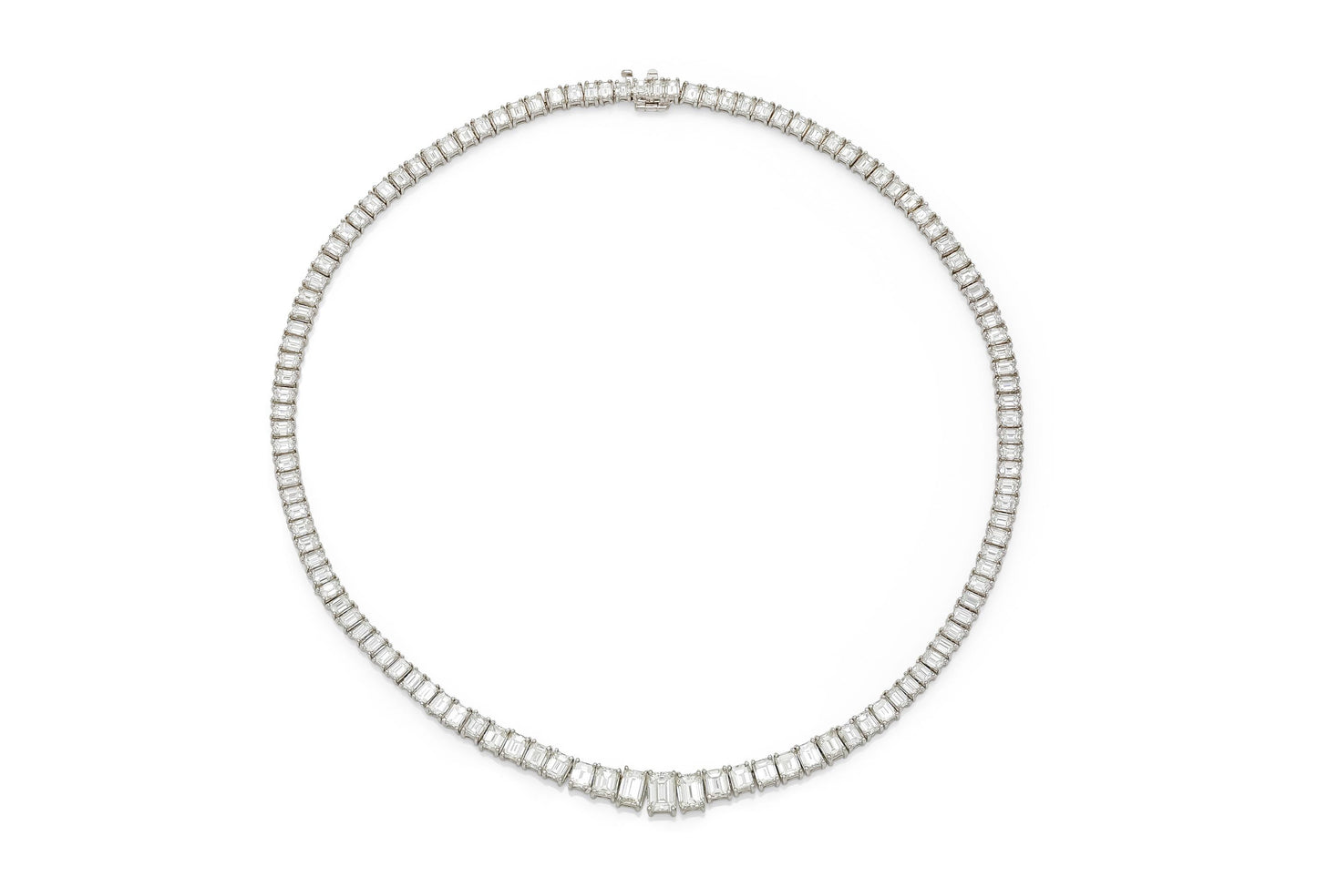 31.10 Carat Emerald Cut Diamond Riviera Necklace