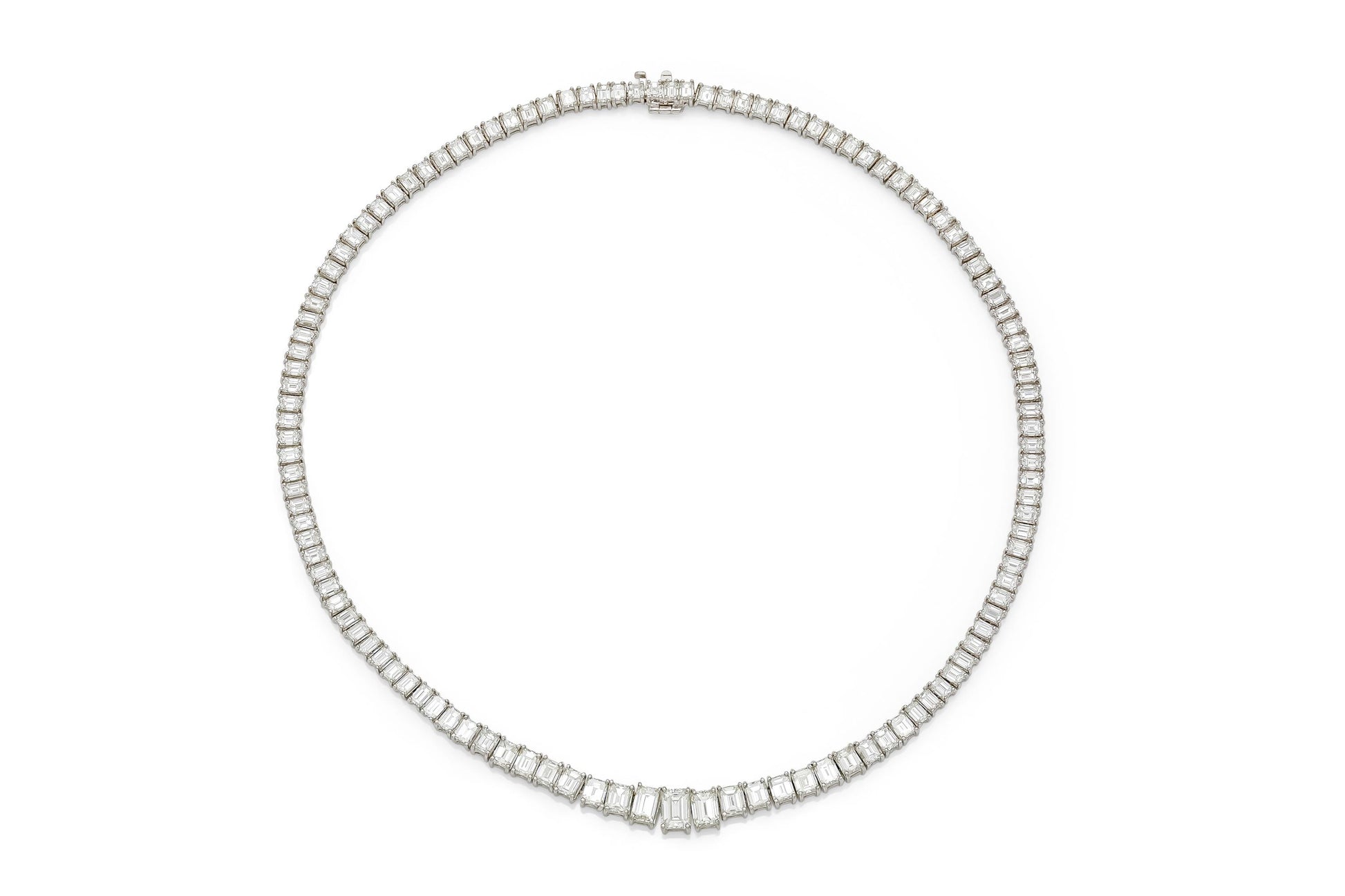 31.10 Carat Emerald Cut Diamond Riviera Necklace