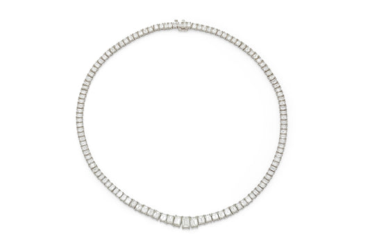 31.10 Carat Emerald Cut Diamond Riviera Necklace