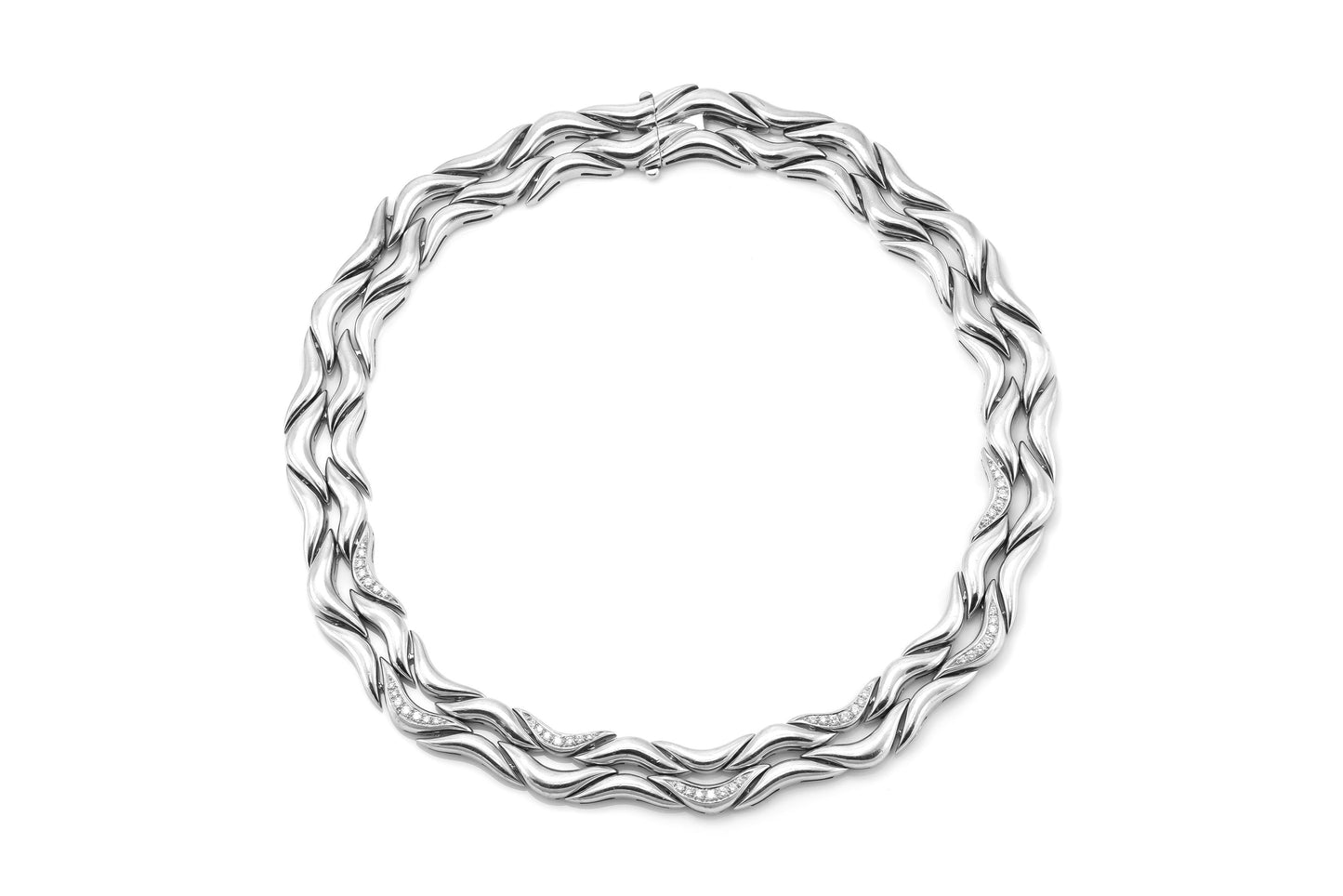 Vintage 1980s Gubelin White Gold and Diamond Necklace and Bracelet Set