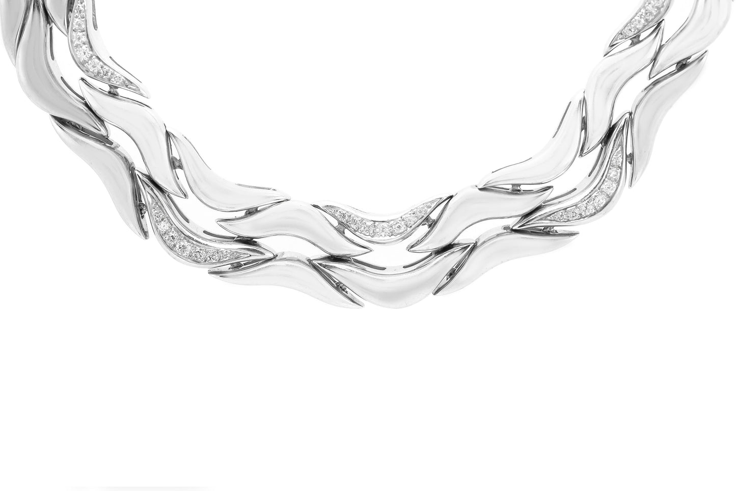 Vintage 1980s Gubelin White Gold and Diamond Necklace and Bracelet Set