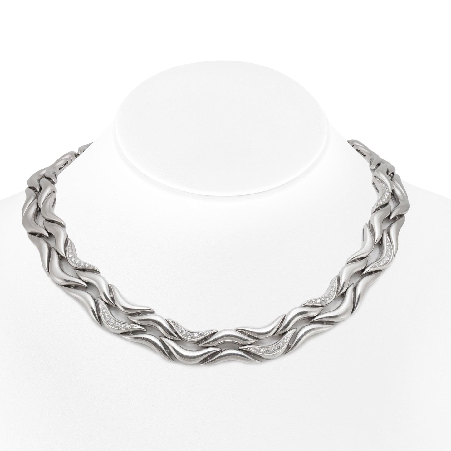 Vintage 1980s Gubelin White Gold and Diamond Necklace and Bracelet Set