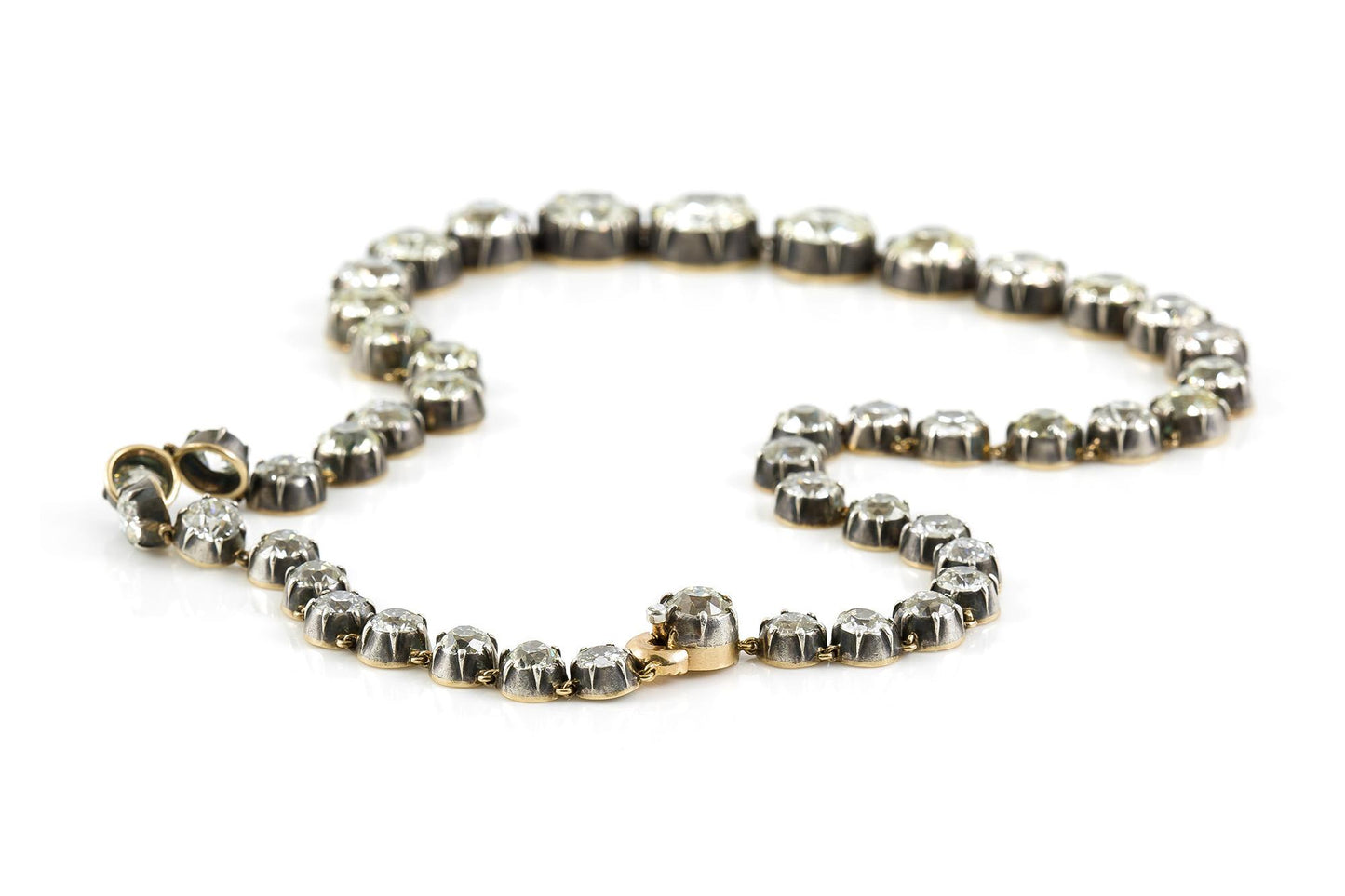 77.20 Carat Old European Cut Diamond Riviera Necklace