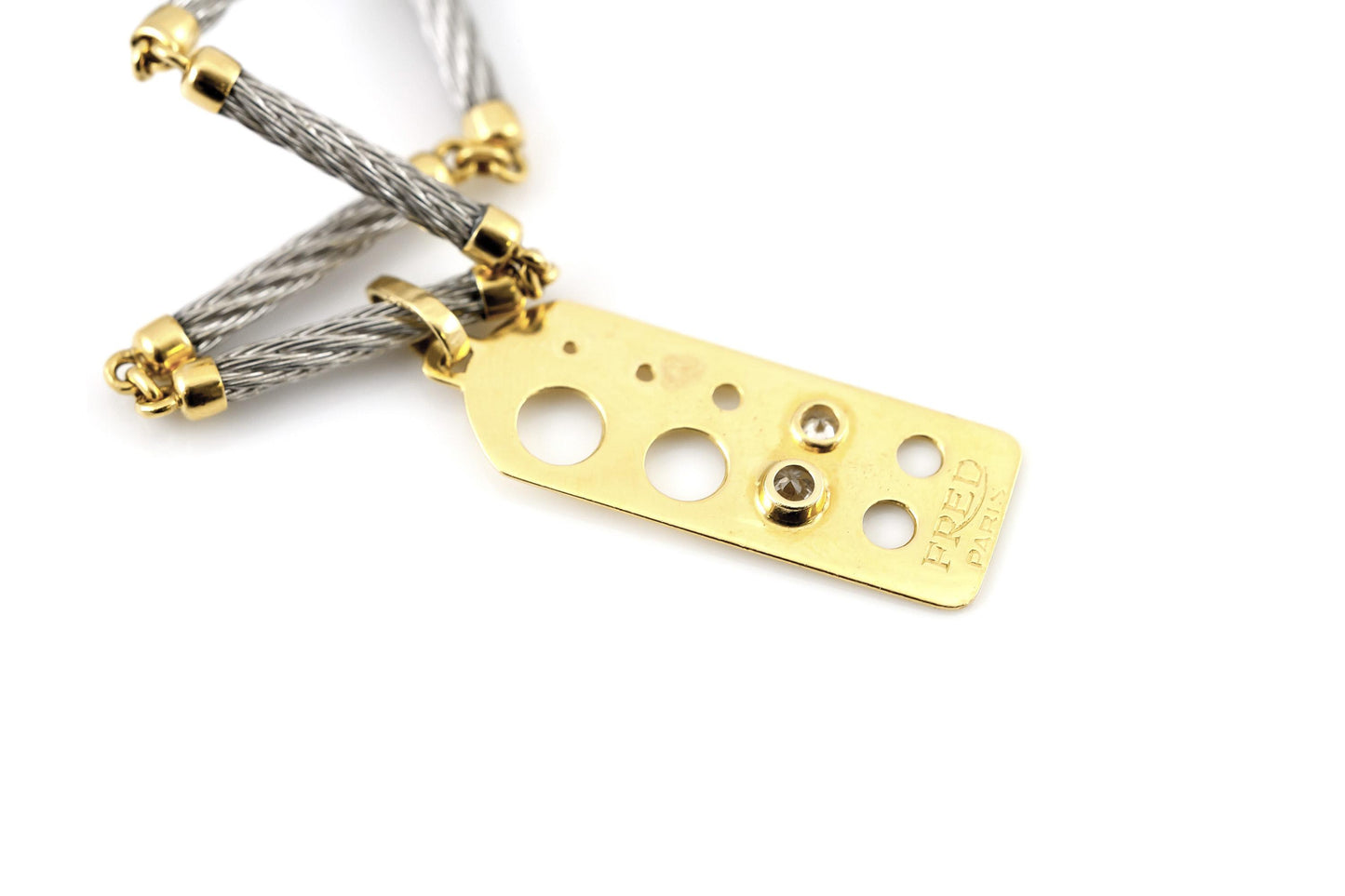 Vintage 1980s Fred Paris Gem Template Pendant Necklace