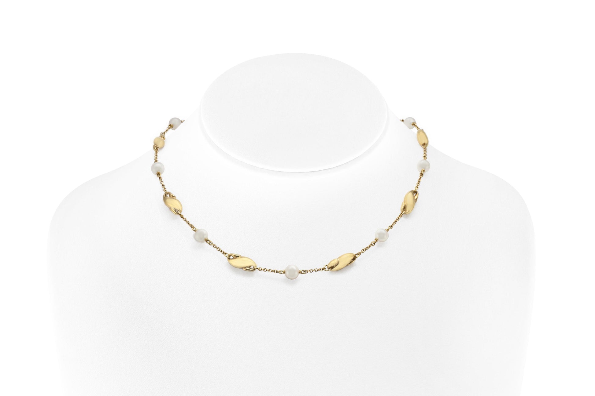 Vintage 1980s Tiffany & Co. Elsa Peretti Gold and Pearl Necklace