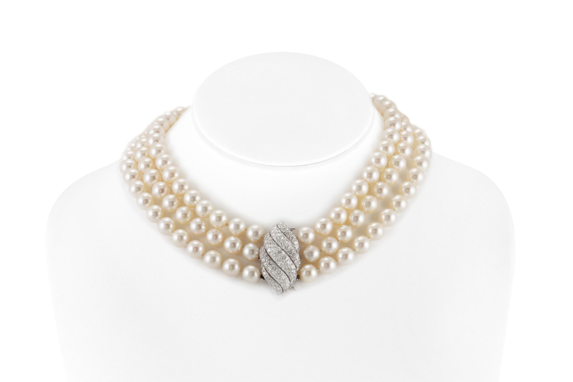 Vintage 1970s David Webb Pearl Choker with Diamonds