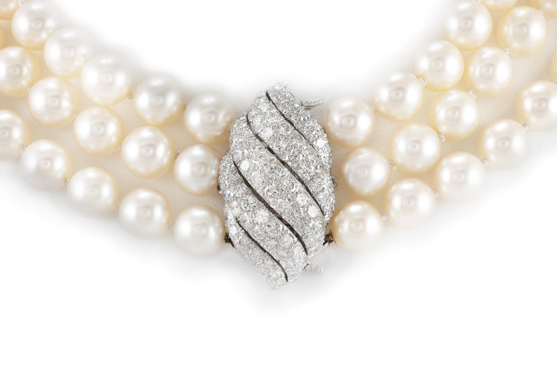 Vintage 1970s David Webb Pearl Choker with Diamonds
