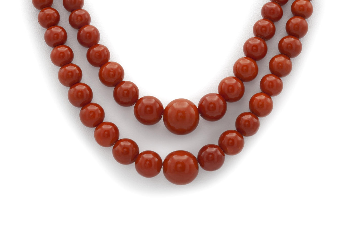 Antique Victorian Double Strand Coral Beads Necklace