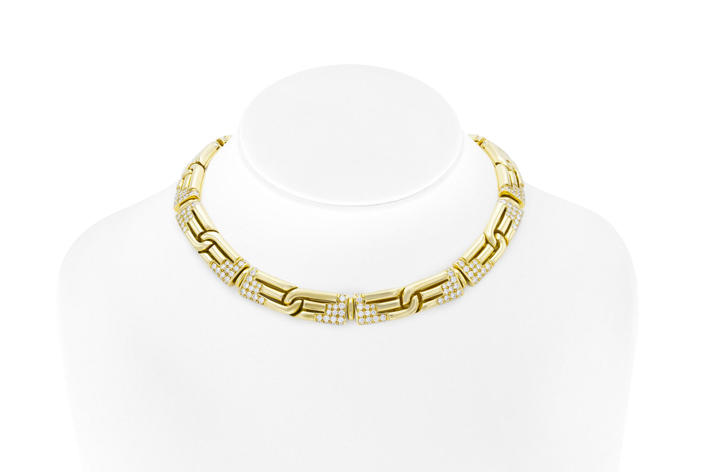 Vintage 1980s Bvlgari Gold and Diamonds Link Collar Necklace