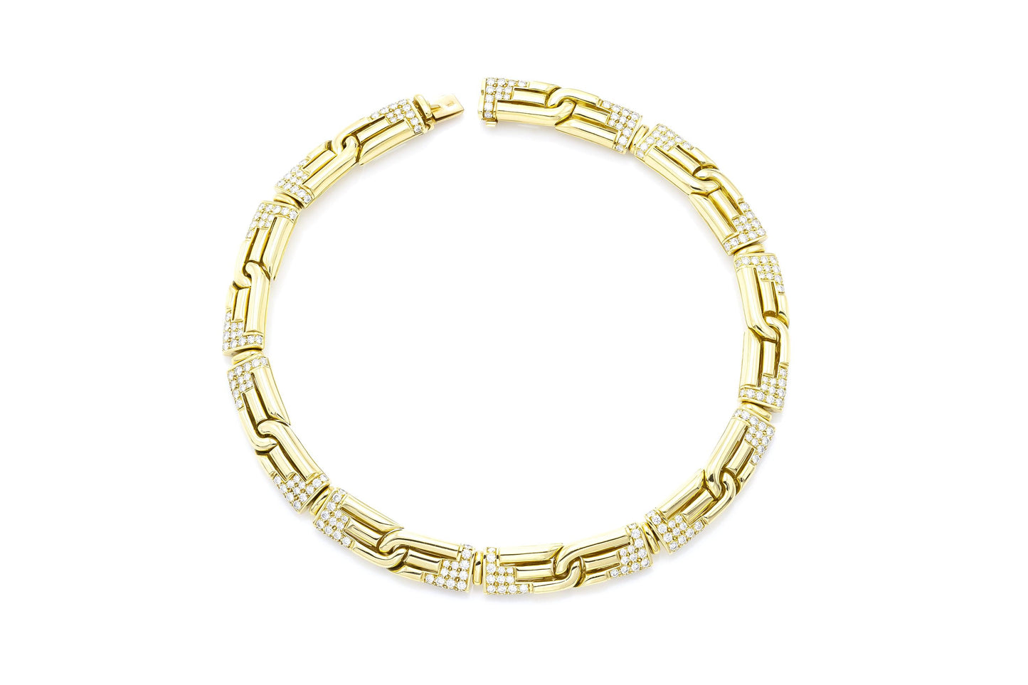 Vintage 1980s Bvlgari Gold and Diamonds Link Collar Necklace