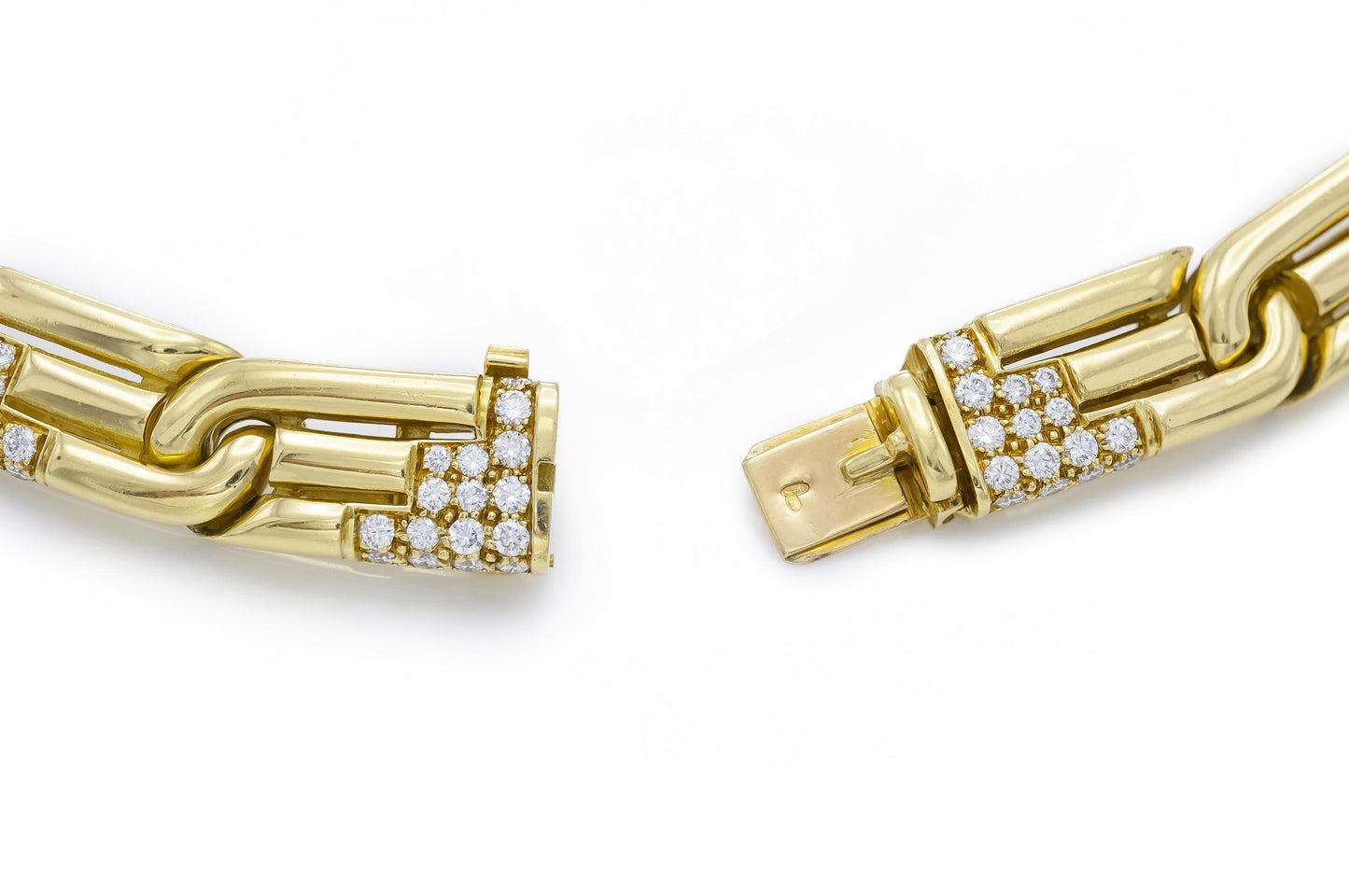 Vintage 1980s Bvlgari Gold and Diamonds Link Collar Necklace