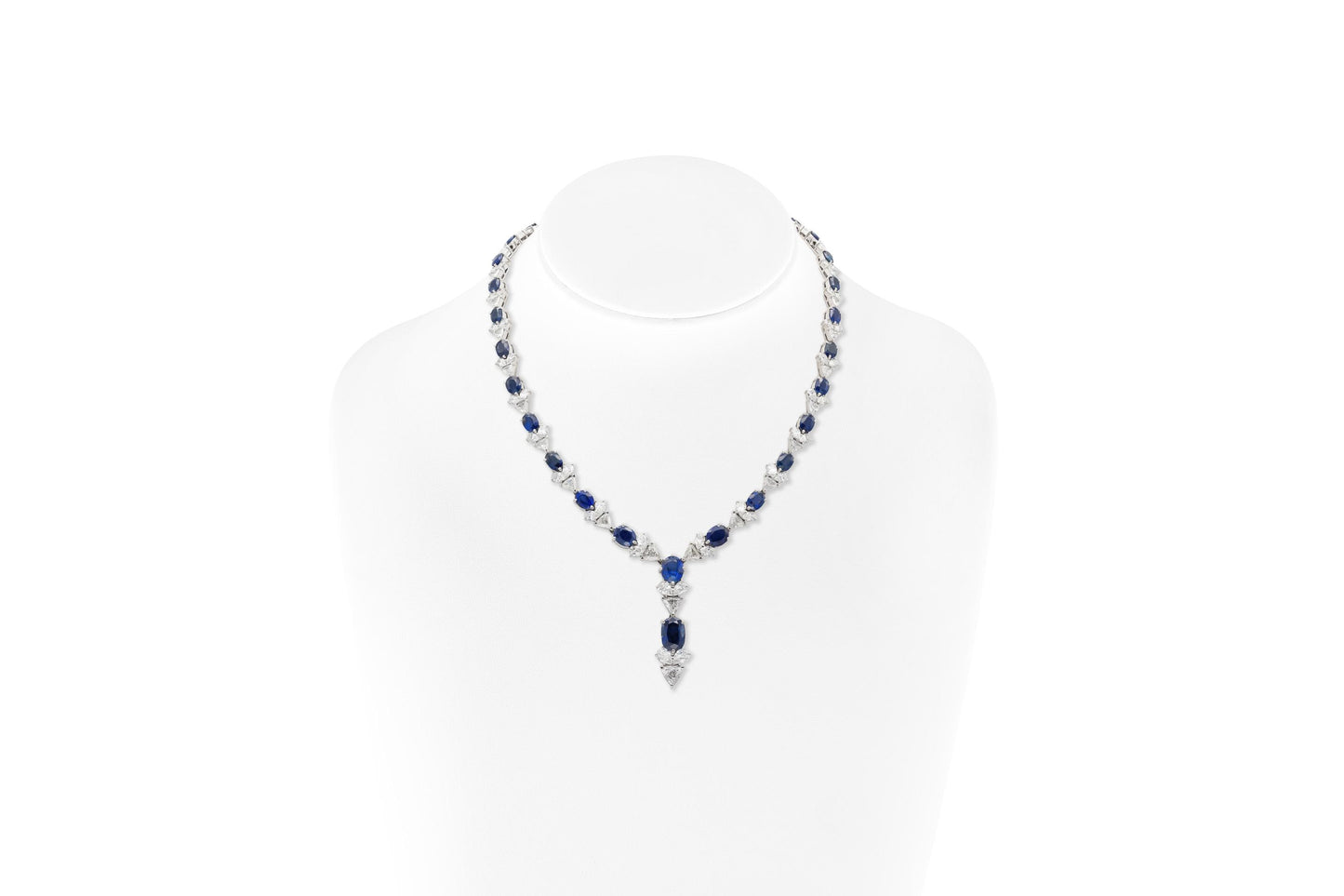 32.00 Carat Oval Cut Sapphires and 26.00 Carat Diamonds Necklace