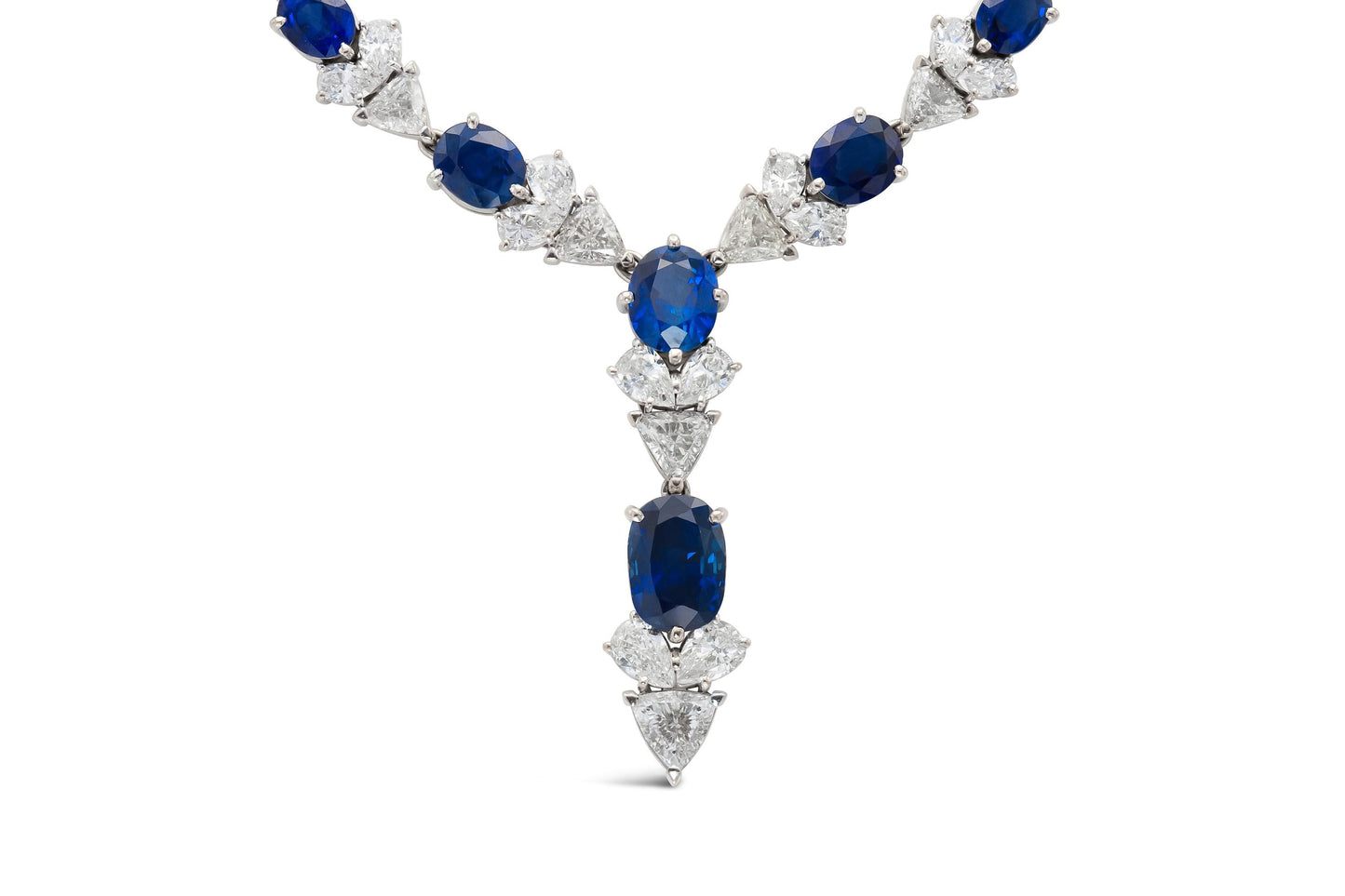32.00 Carat Oval Cut Sapphires and 26.00 Carat Diamonds Necklace