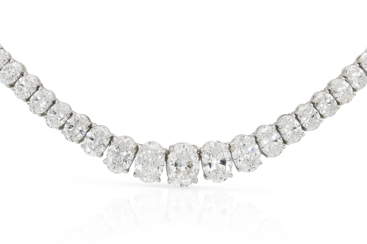Vintage 1970s 46.50 Carat Oval Cut Diamond Riviera Necklace