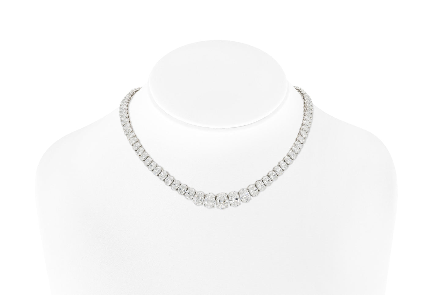 Vintage 1970s 46.50 Carat Oval Cut Diamond Riviera Necklace