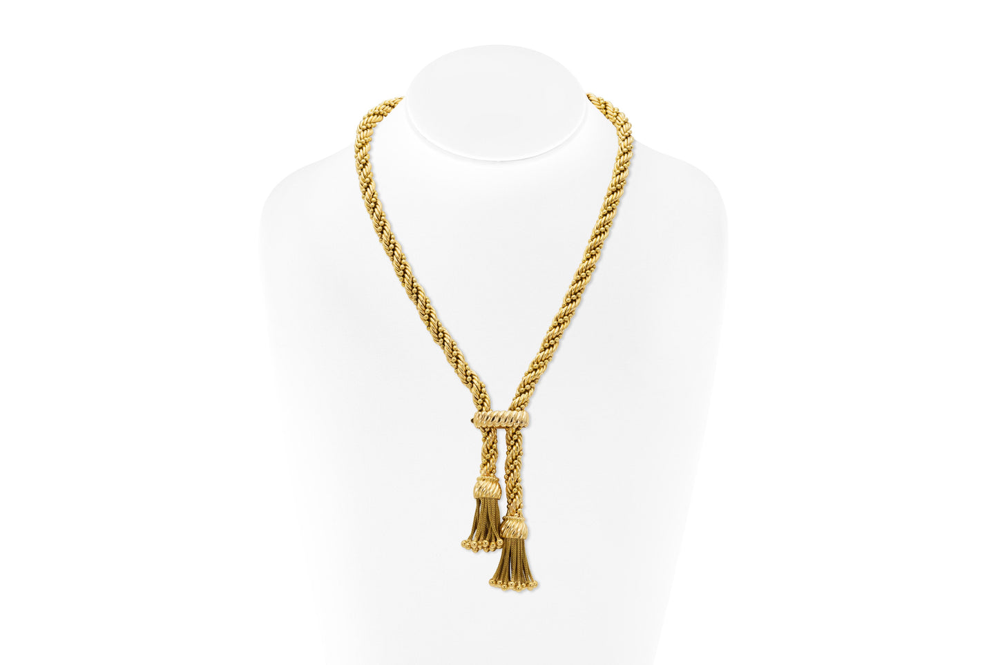 Vintage 1970s Gold Rope Chain Necklace with Tassels