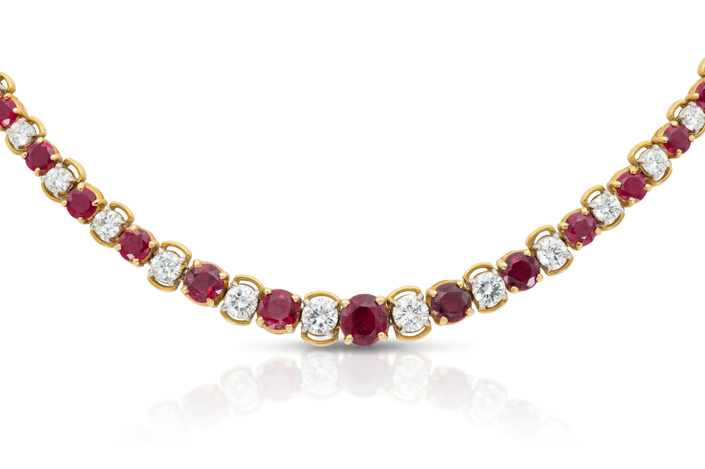Vintage 1970s Oscar Heyman Ruby and Diamond Riviera Necklace
