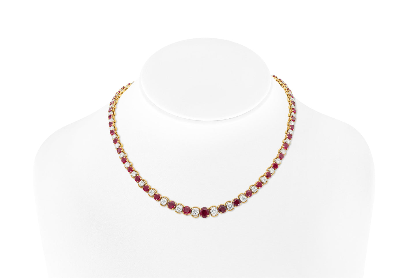 Vintage 1970s Oscar Heyman Ruby and Diamond Riviera Necklace