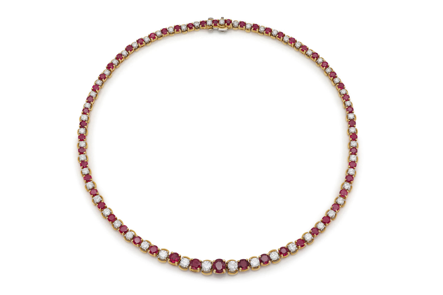 Vintage 1970s Oscar Heyman Ruby and Diamond Riviera Necklace
