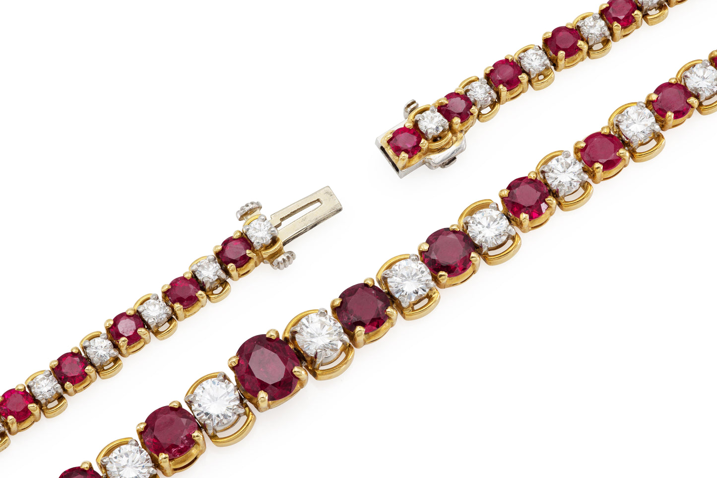 Vintage 1970s Oscar Heyman Ruby and Diamond Riviera Necklace