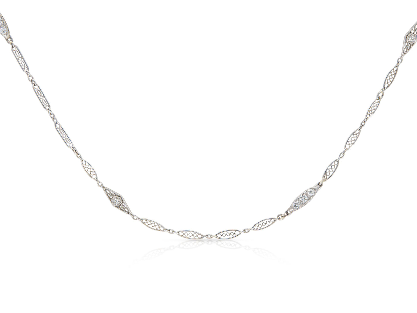 Antique Art Deco 1920s Platinum Chain with Diamonds