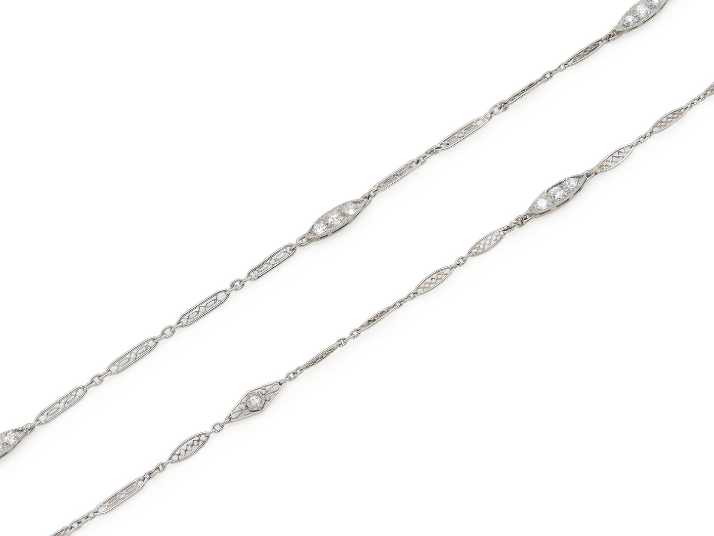Antique Art Deco 1920s Platinum Chain with Diamonds
