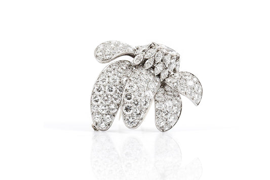 Vintage 1950s 9.20 Carat Diamond Flower Brooch