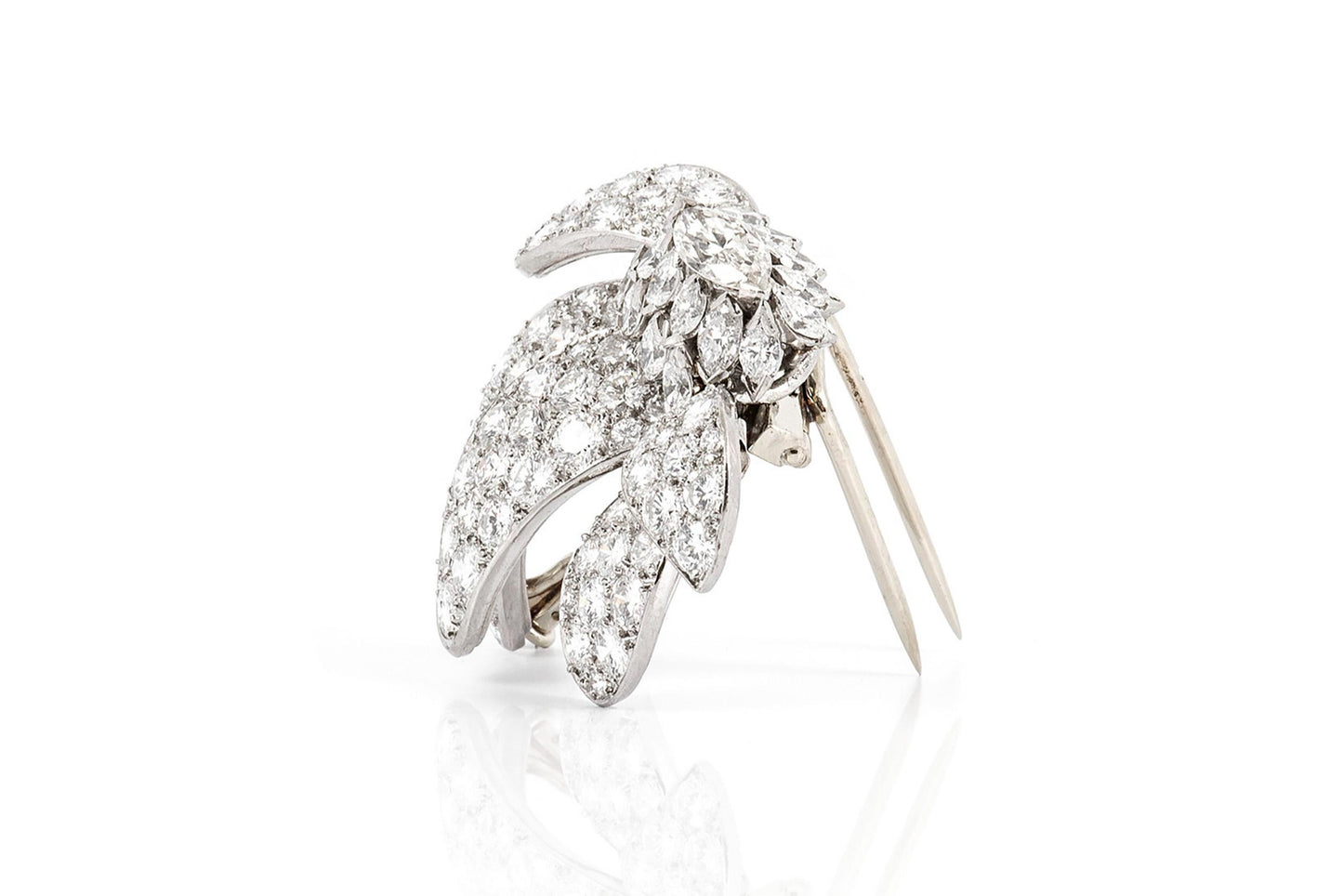 Vintage 1950s 9.20 Carat Diamond Flower Brooch