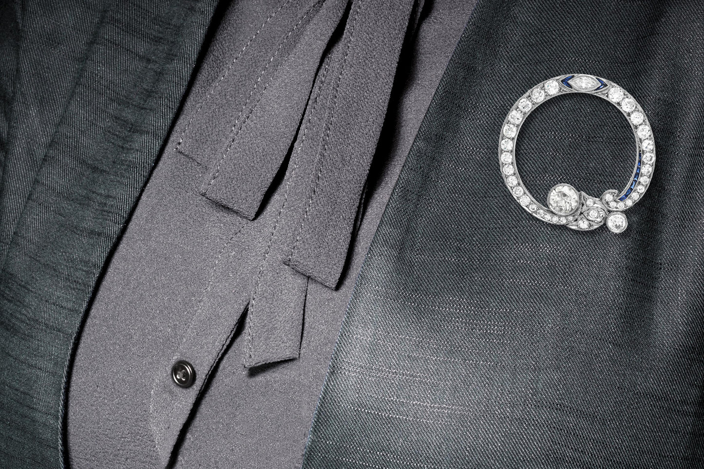 Antique Art Deco 1930s 3.50 Carat Diamond Circle Brooch