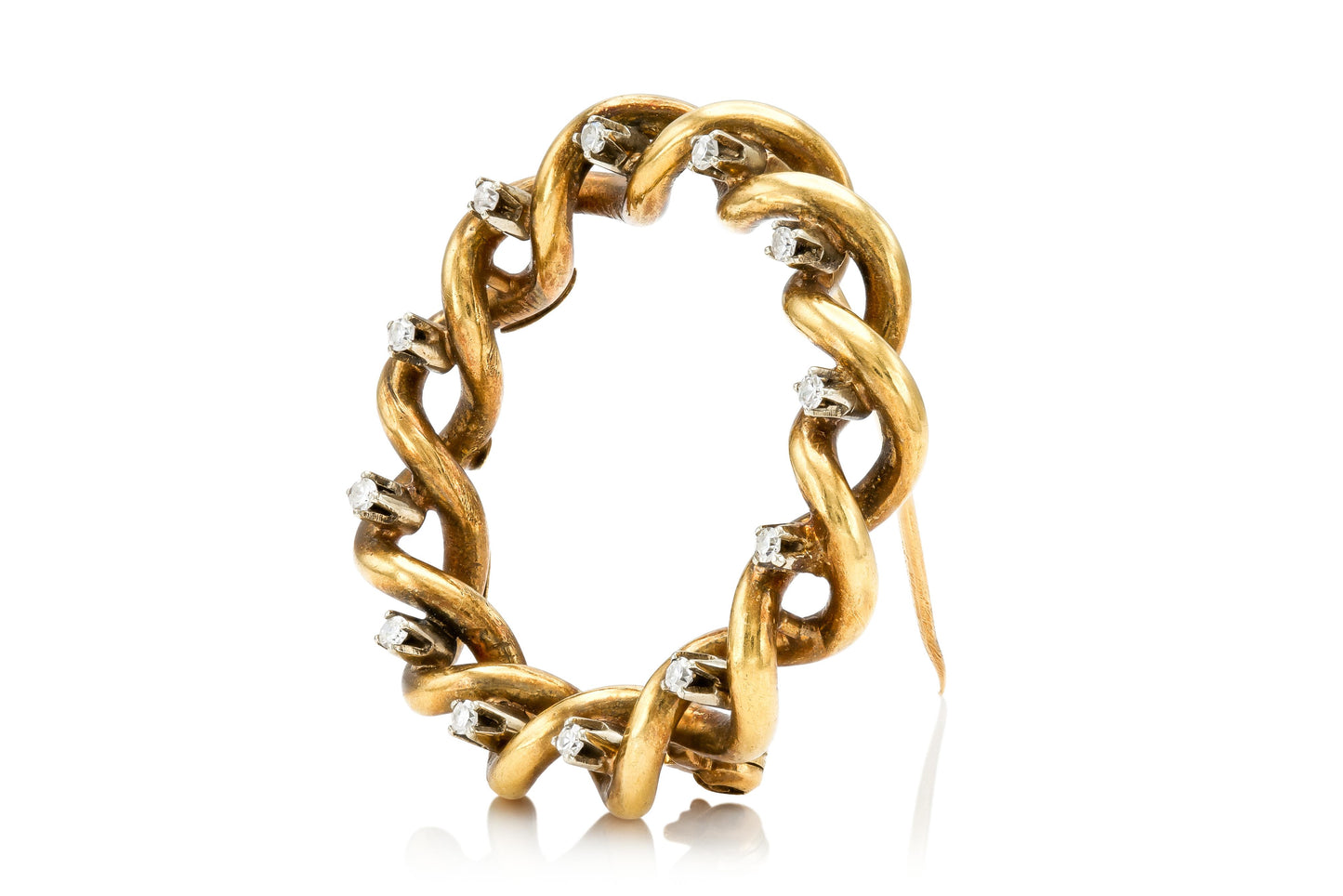 Vintage 1960s Tiffany & Co. Twisted Circle Wreath Brooch with Diamonds
