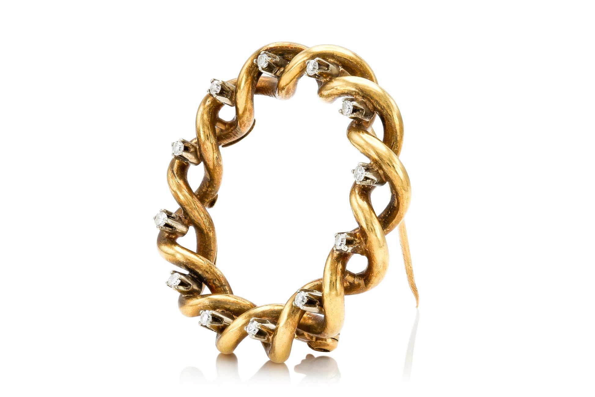 Vintage 1960s Tiffany & Co. Twisted Circle Wreath Brooch with Diamonds