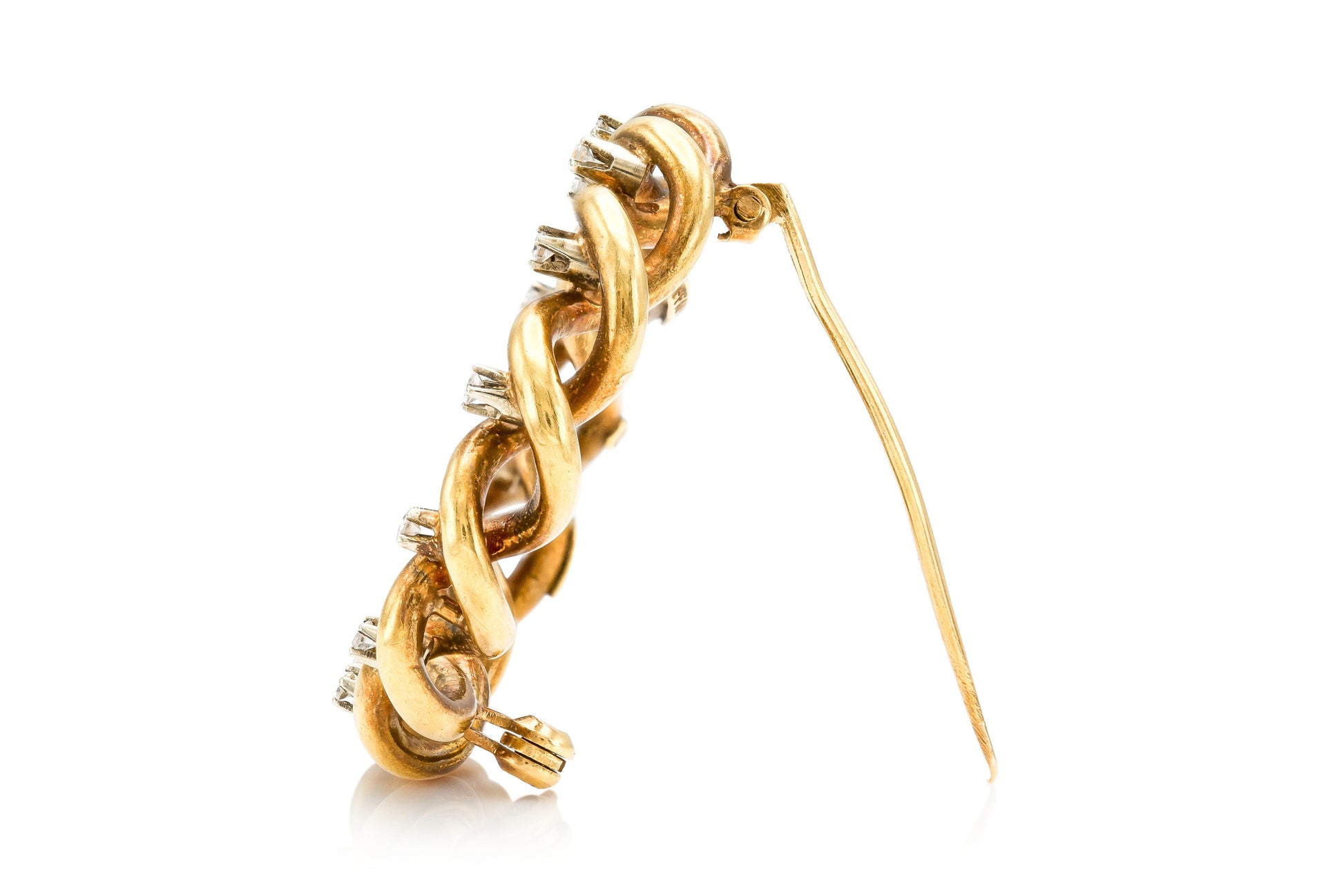 Vintage 1960s Tiffany & Co. Twisted Circle Wreath Brooch with Diamonds