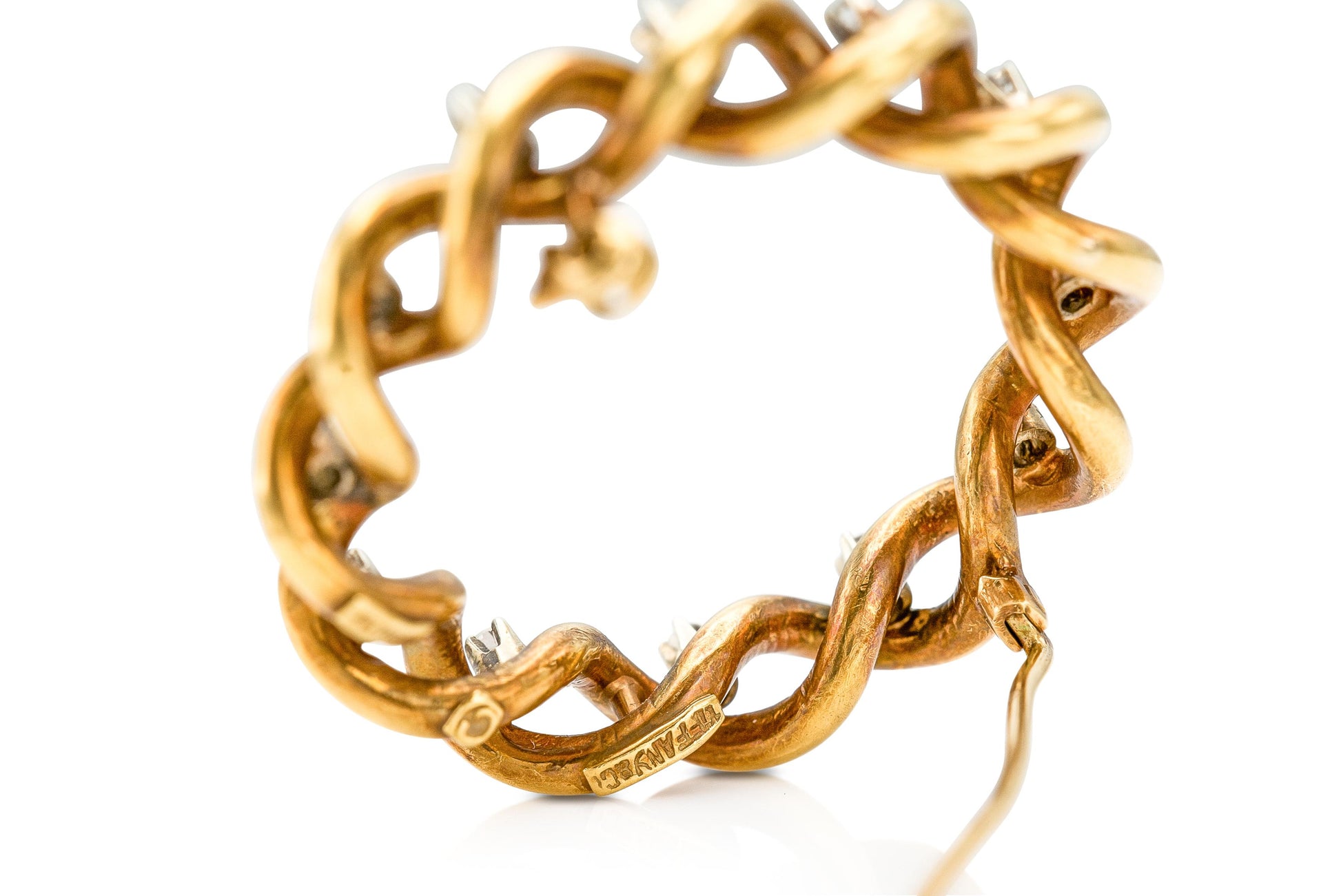 Vintage 1960s Tiffany & Co. Twisted Circle Wreath Brooch with Diamonds