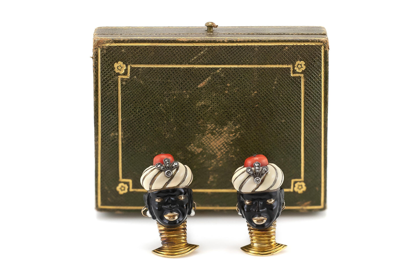 Antique Art Deco 1920s Cartier Blackamoor Pin Set