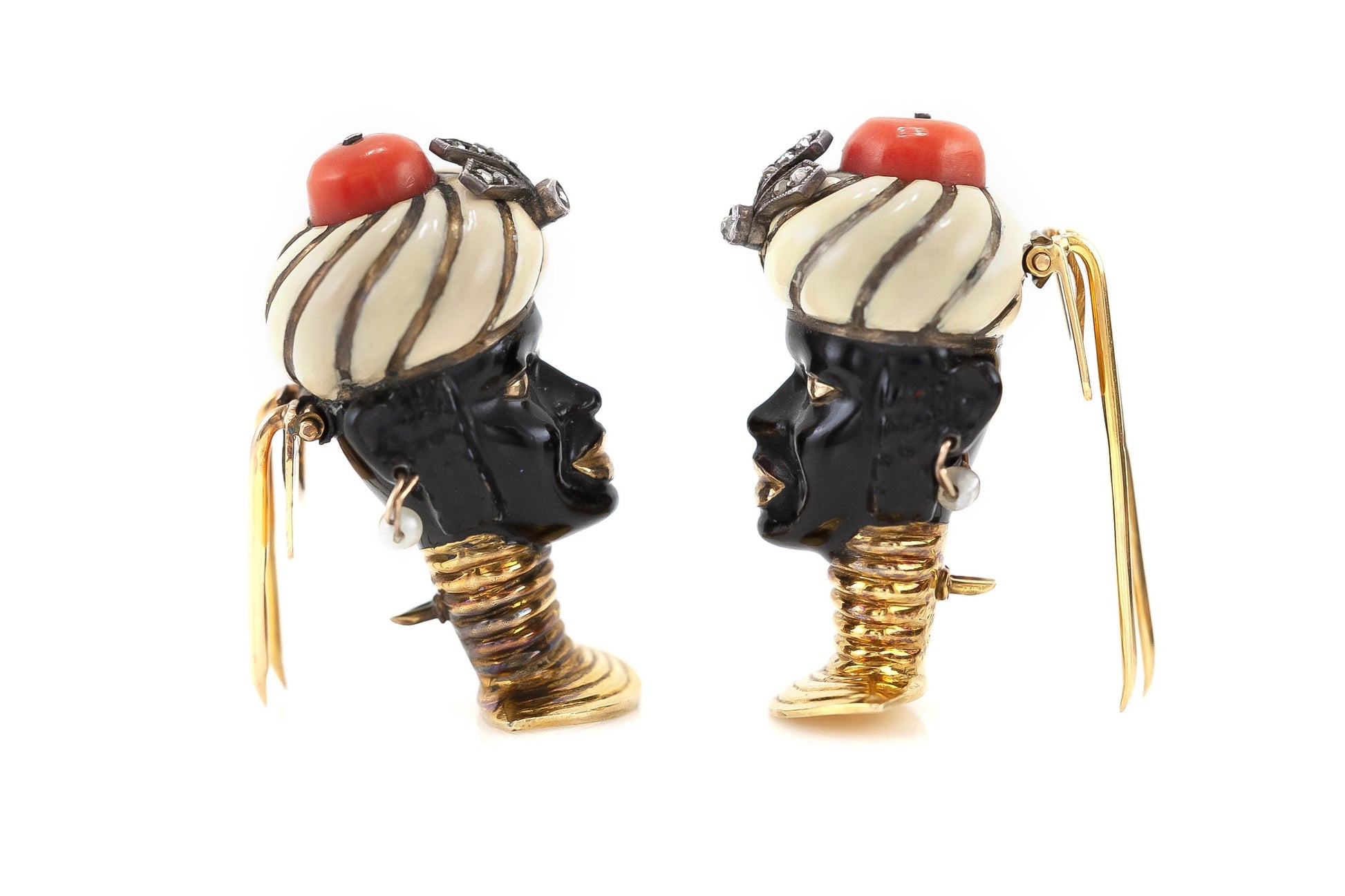 Antique Art Deco 1920s Cartier Blackamoor Pin Set