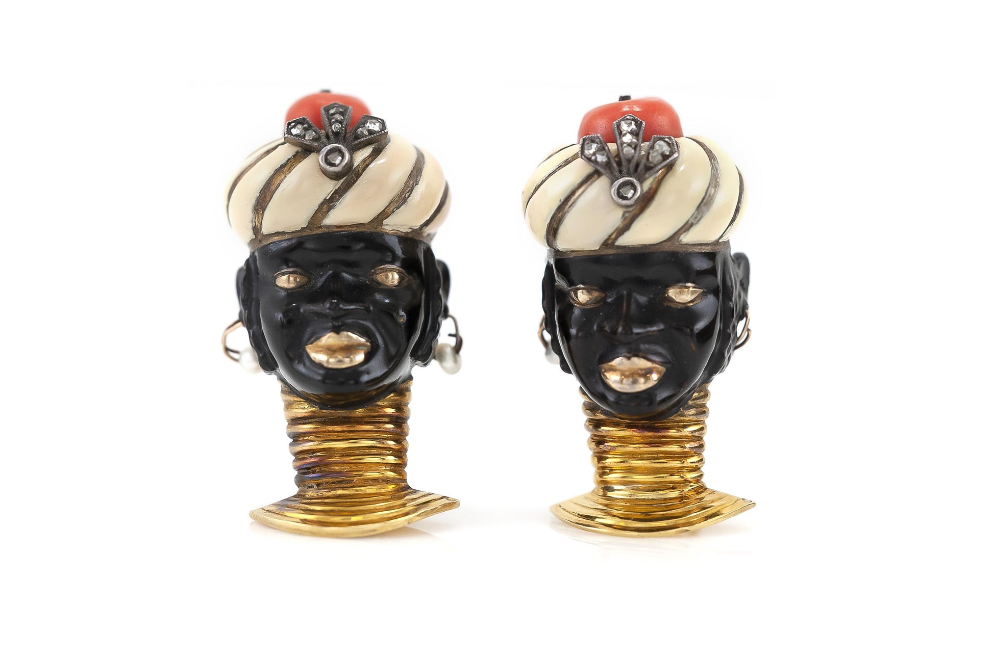 Antique Art Deco 1920s Cartier Blackamoor Pin Set