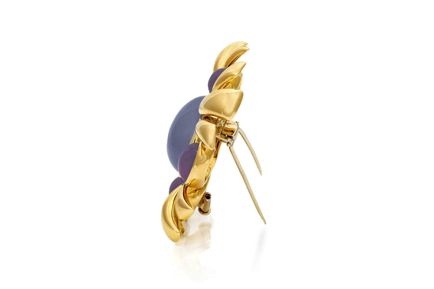 Vintage 1970s Verdura Chalcedony and Amethyst Brooch