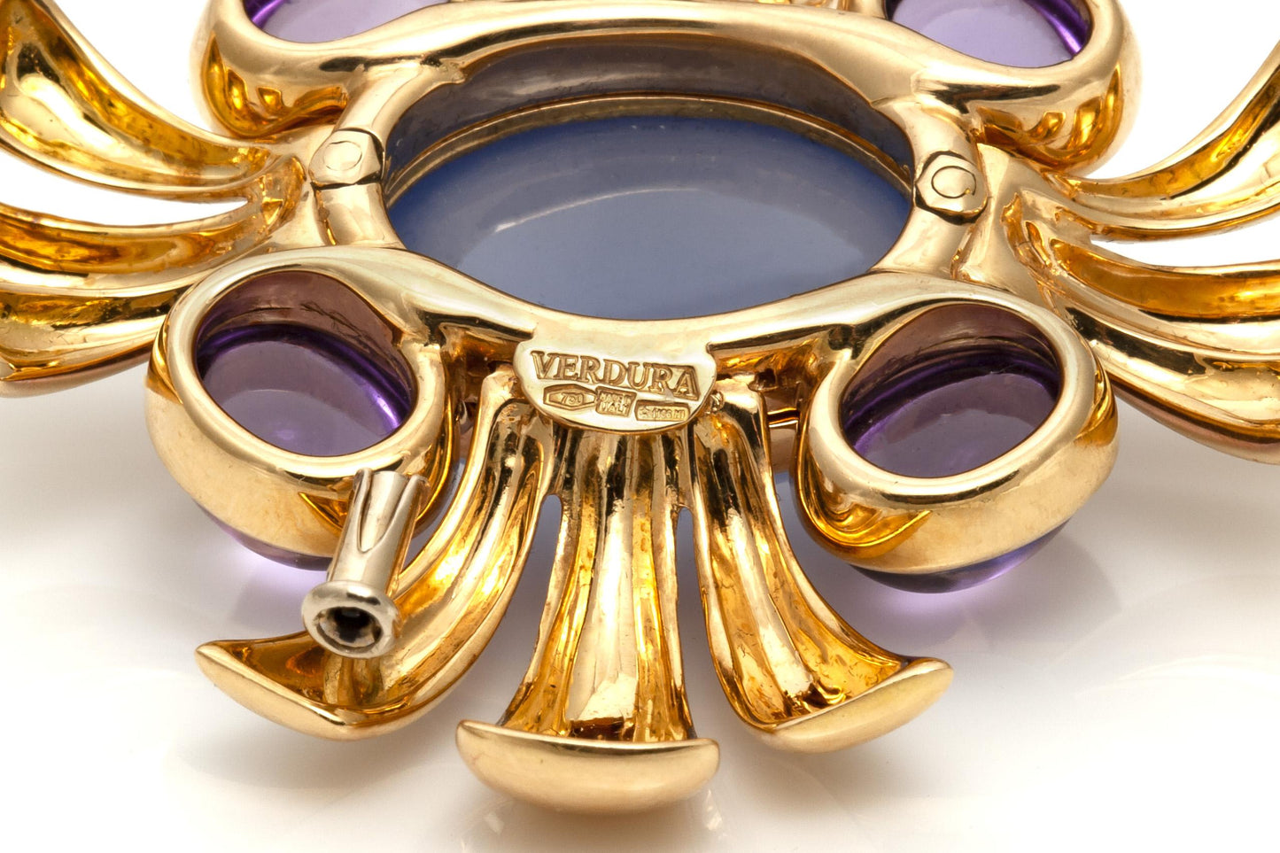 Vintage 1970s Verdura Chalcedony and Amethyst Brooch