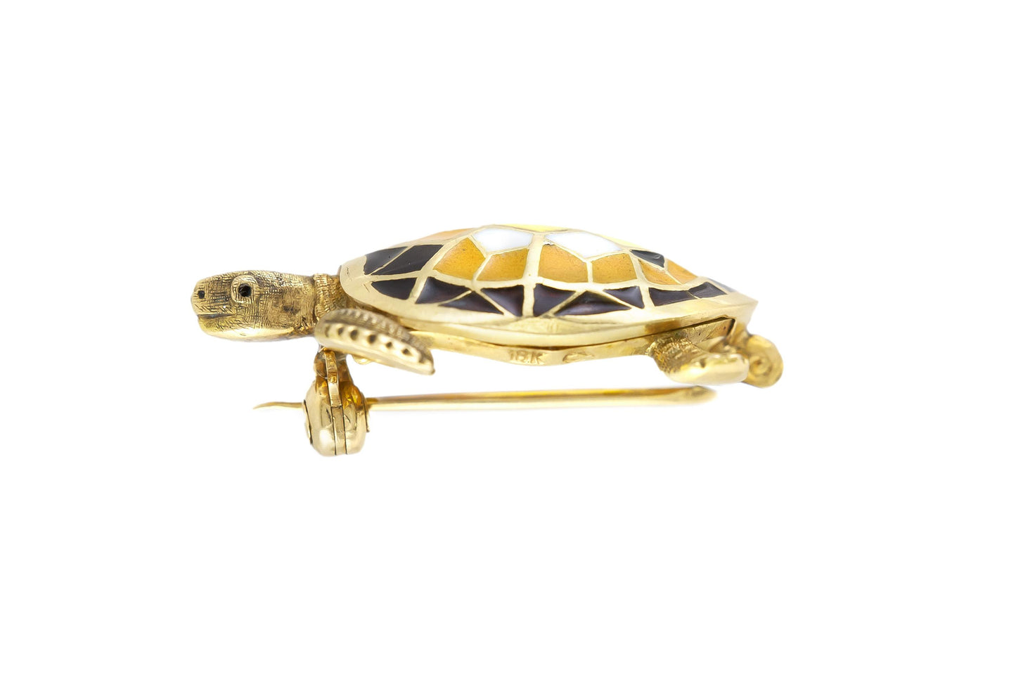 Vintage 1970s Enamel Turtle Brooch
