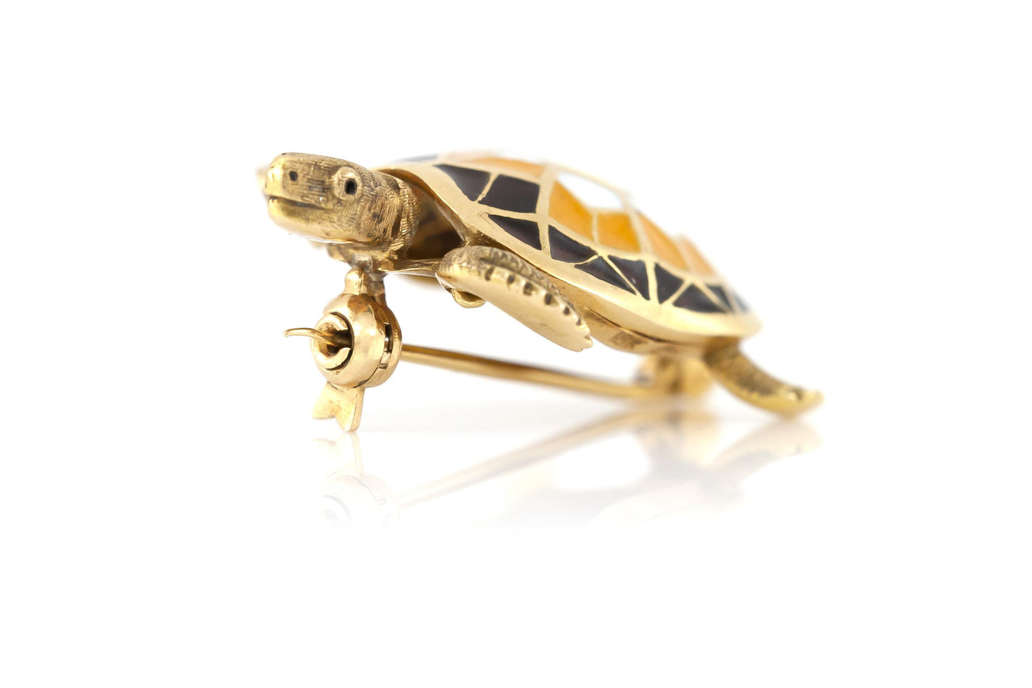 Vintage 1970s Enamel Turtle Brooch