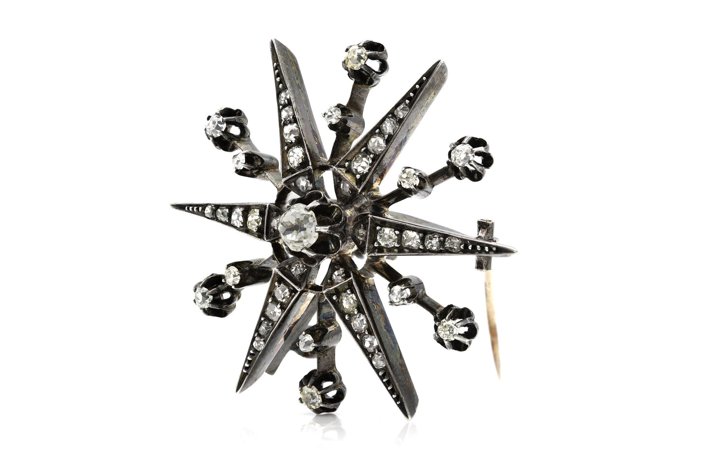 Antique Georgian 2.50 Carat Diamond Starburst Brooch