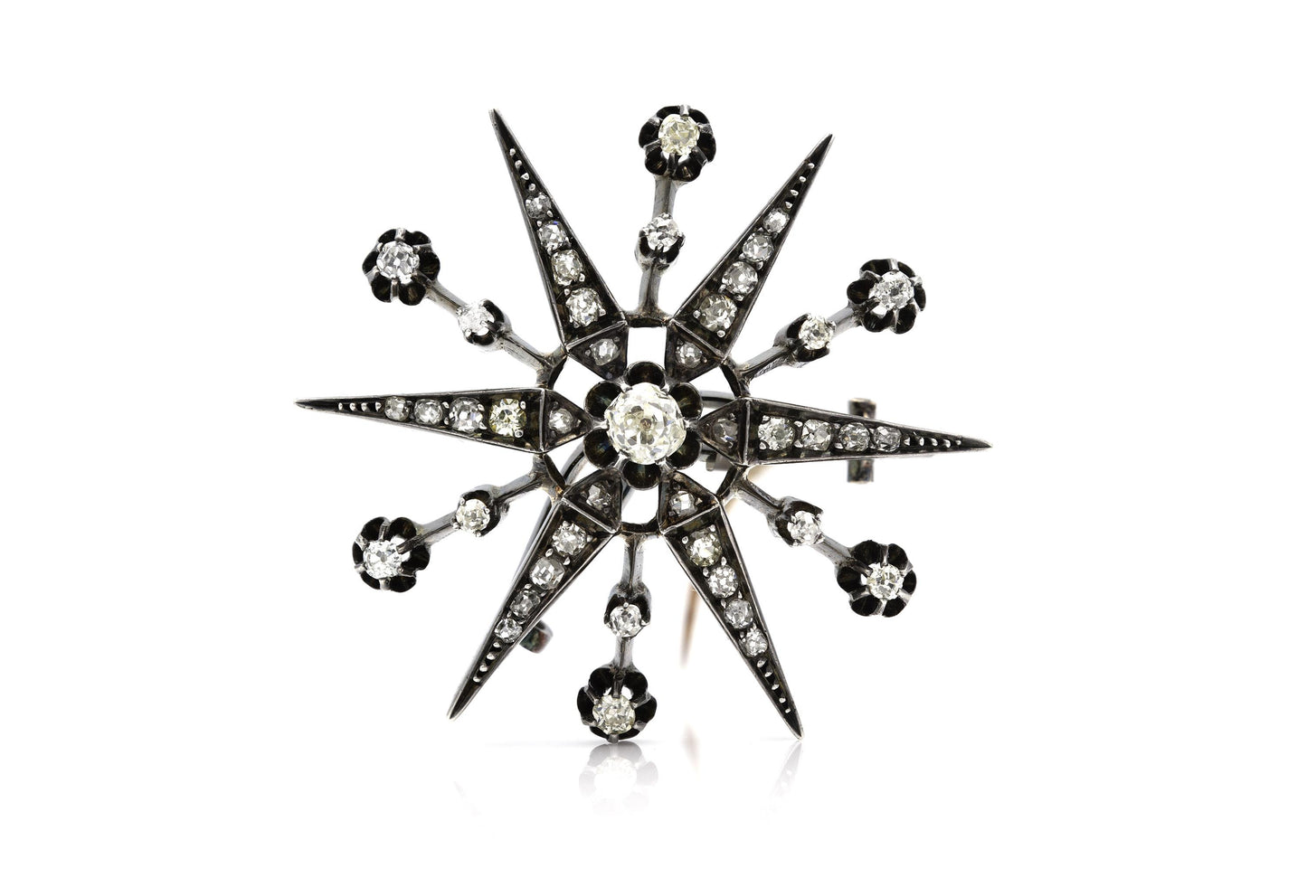 Antique Georgian 2.50 Carat Diamond Starburst Brooch