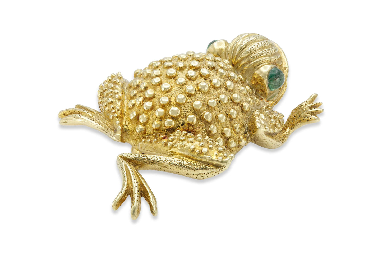Vintage 1970s Frog Brooch with Emeralds