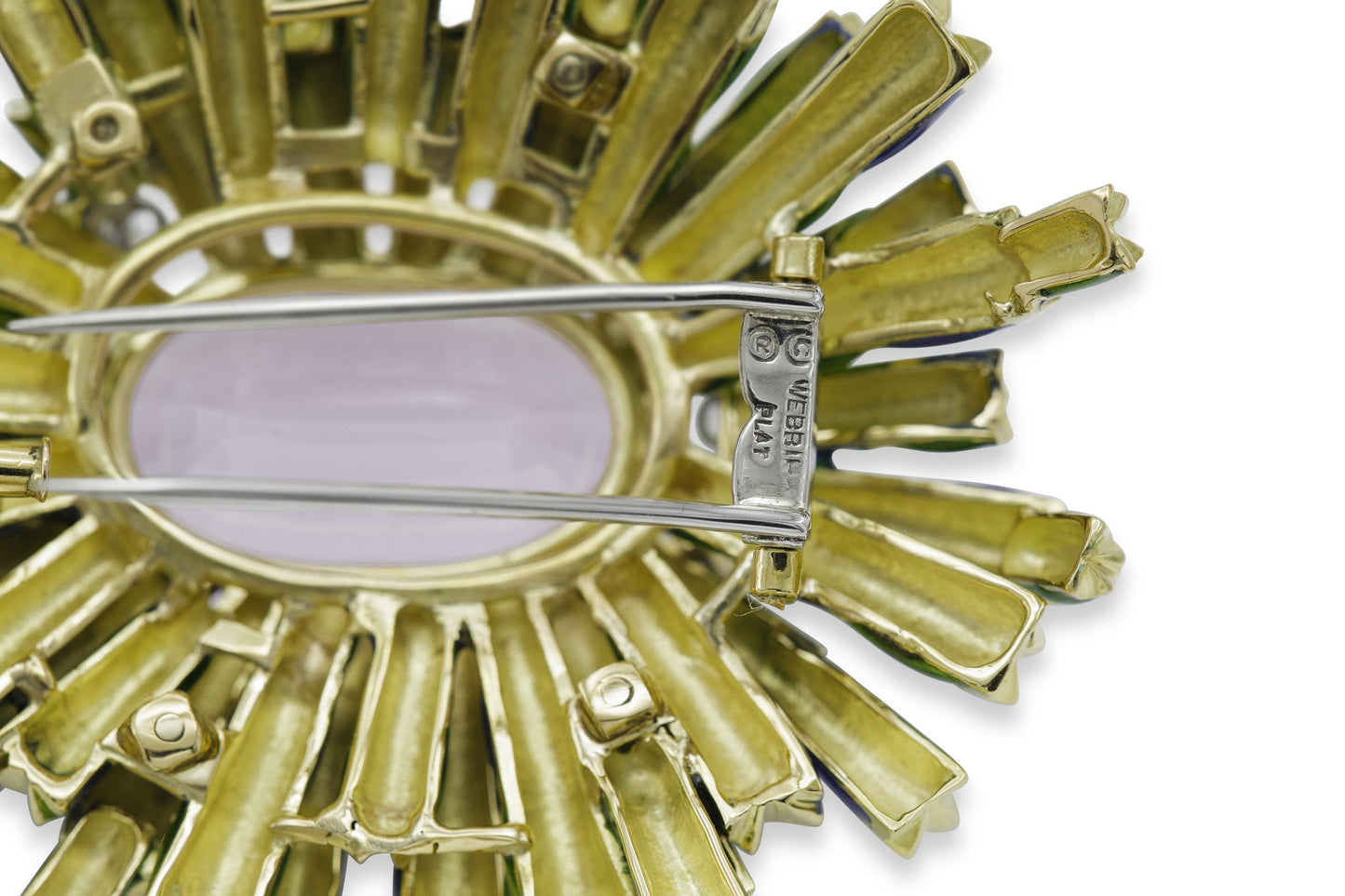 Vintage 1960s David Webb Kunzite Diamond and Enamel Brooch