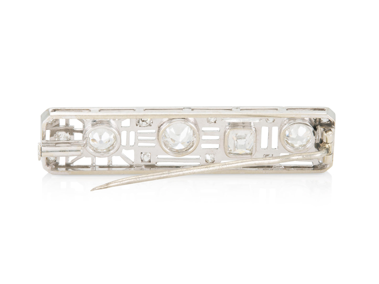 Antique Art Deco 1930s 3.80 Carat Diamond Bar Pin