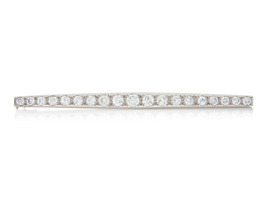 Antique Art Deco 1930s 3.50 Carat Diamond Bar Pin