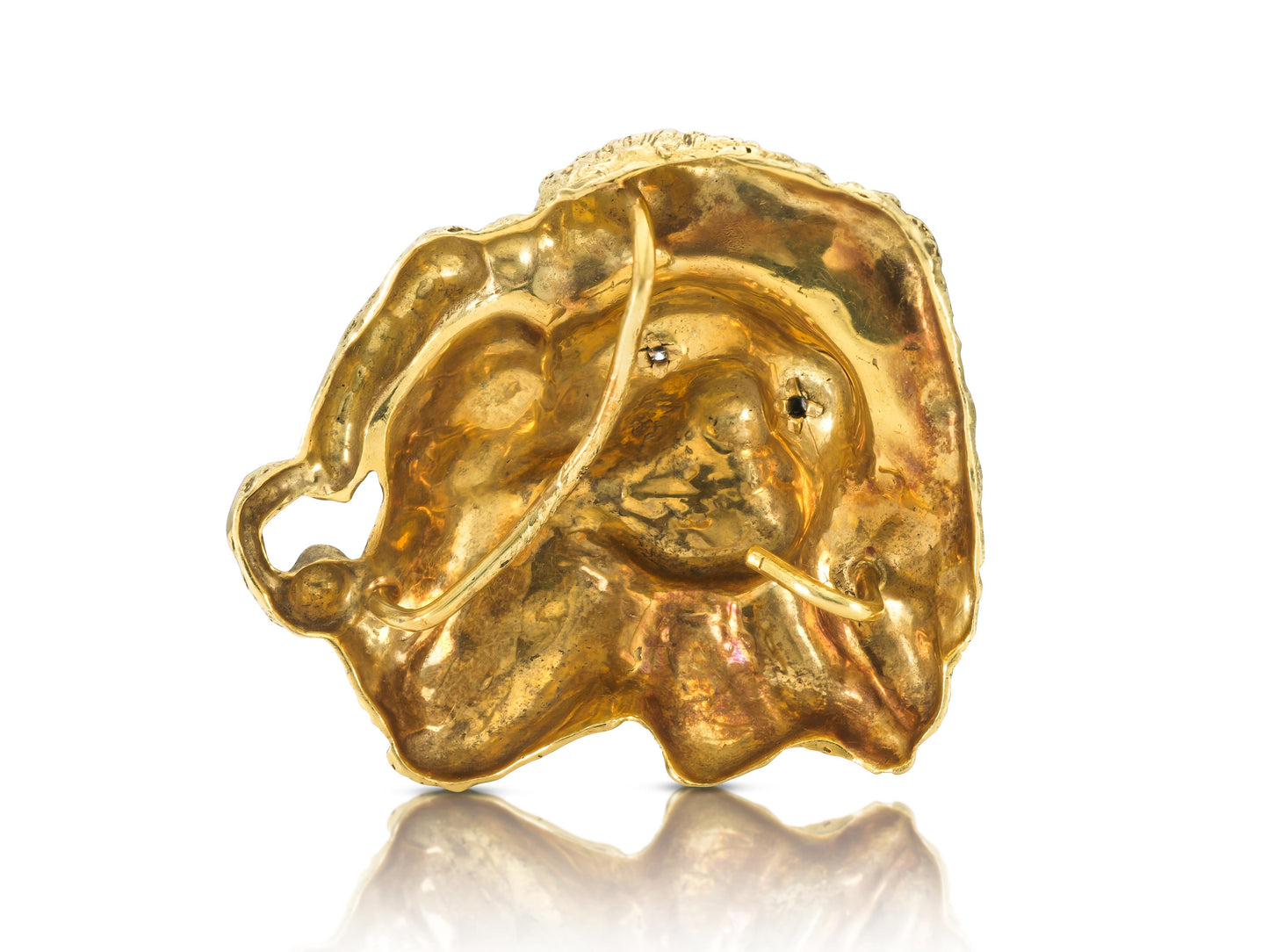 Vintage 1970s Gold Lion Belt Buckle with Diamonds