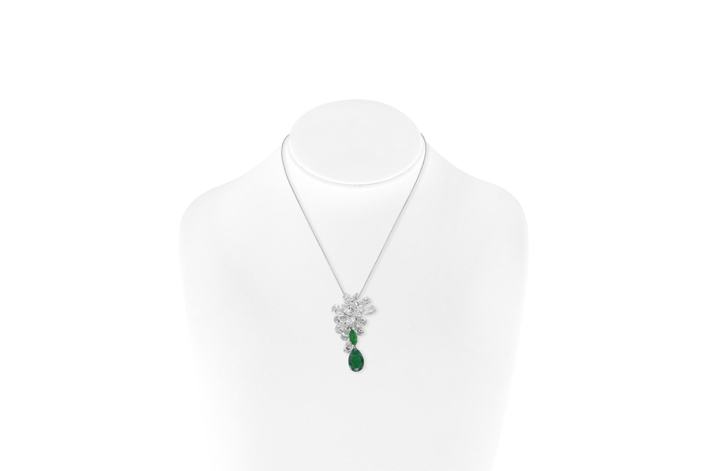 Vintage 1960s Harry Winston Diamond Cluster and Emerald Drop Brooch Pendant