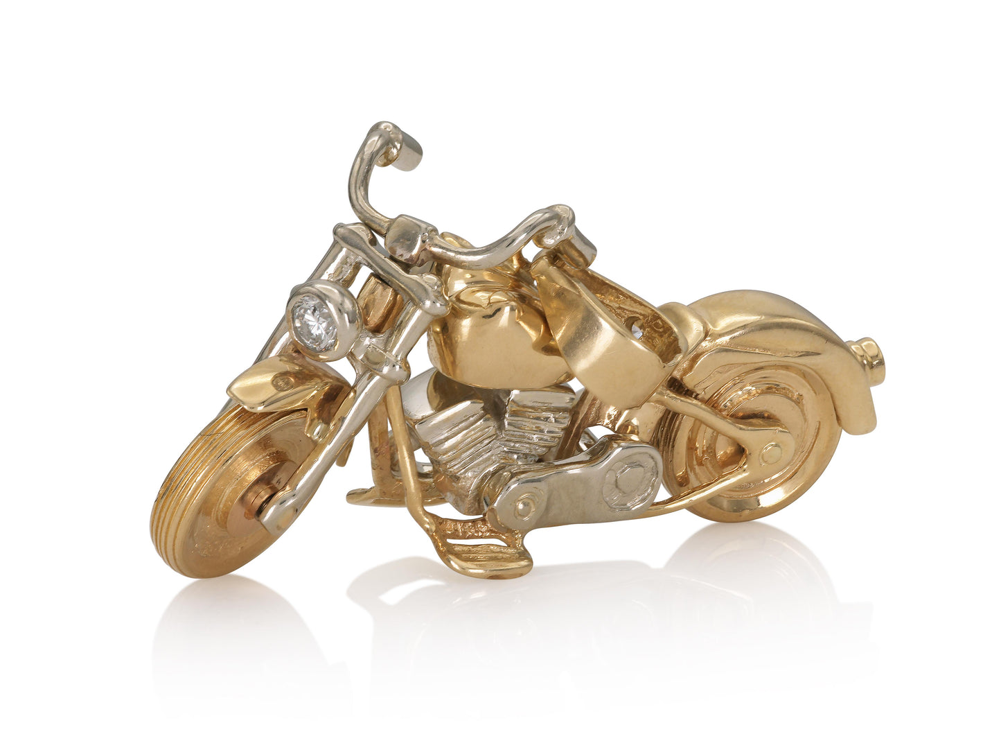Vintage 1980s Two-Toned Gold Motorcycle Pendant
