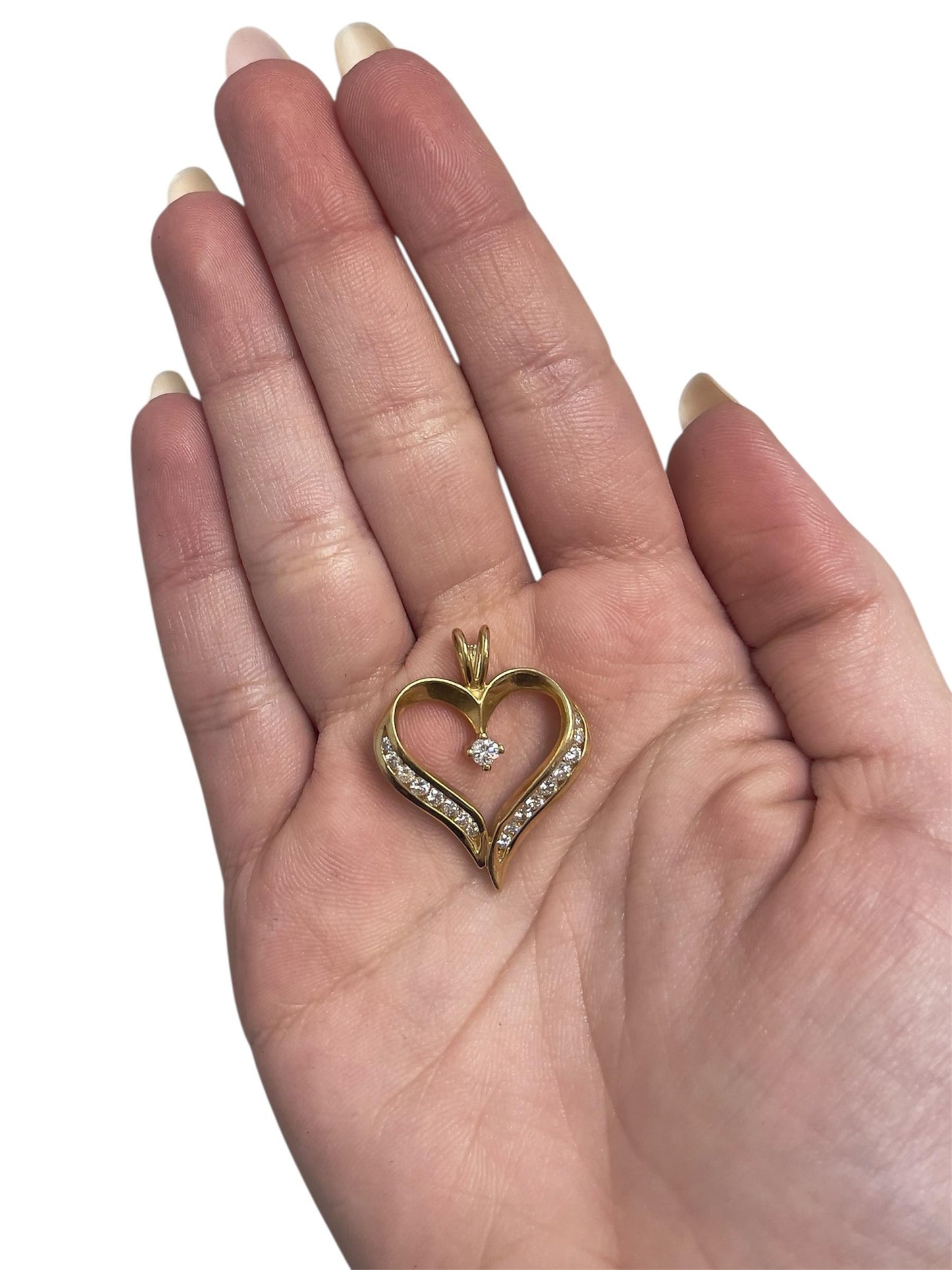 Vintage 1980s 1.25 Carat Diamond Open Heart Pendant